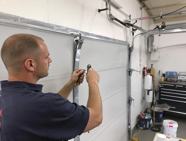 Before and after garage door dent repair by Castle Rock Garage Door Repair in Castle Rock