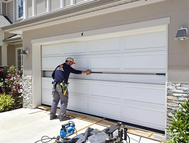 Castle Rock Garage Door Repair team performing complete garage door replacement at Castle Rock residence