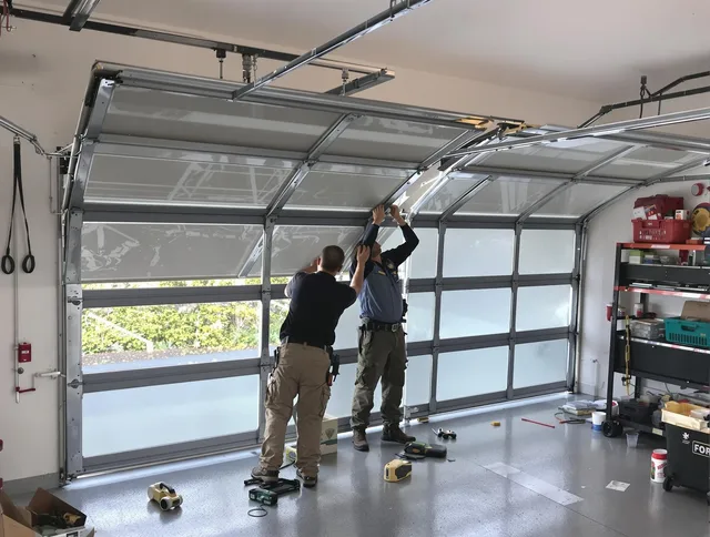 Castle Rock Garage Door Repair expert performing precise panel replacement on Castle Rock garage door